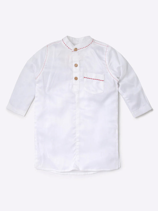 Boys White Cotton Kurta