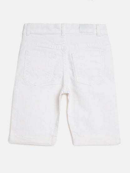 Boys White Solid Shorts