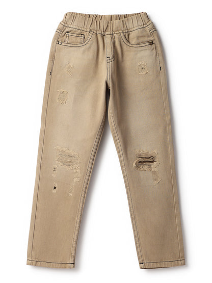 Boys Khakhi Cotton Washed Balloon fit Trouser