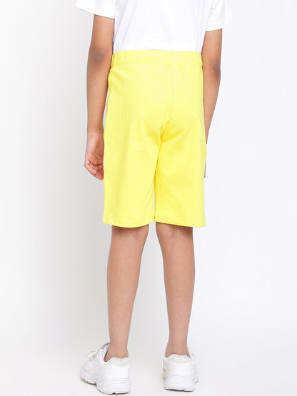 Boys Yellow Cotton Solid Bermuda Short