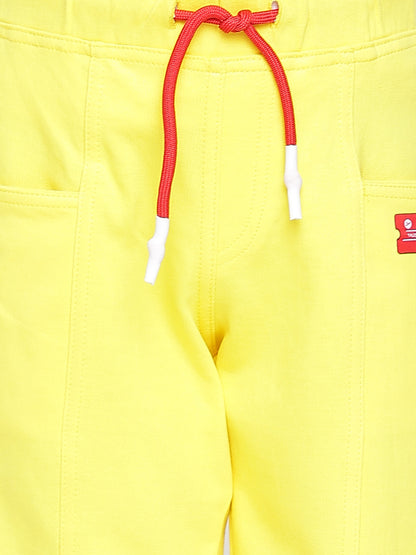 Boys Yellow Cotton Solid Bermuda Short