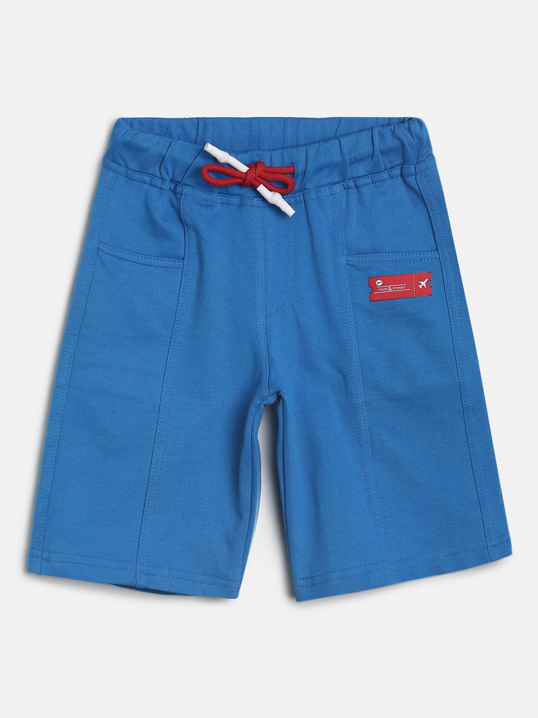 Boys Cotton Solid Royal Blue Regular Fit Bermuda Shorts