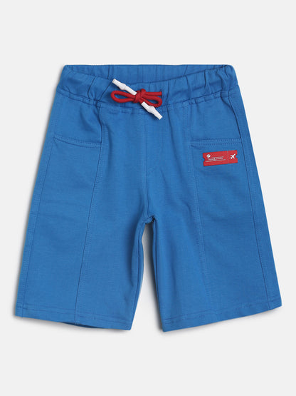 Boys Cotton Solid Royal Blue Regular Fit Bermuda Shorts