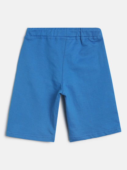 Boys Cotton Solid Royal Blue Regular Fit Bermuda Shorts