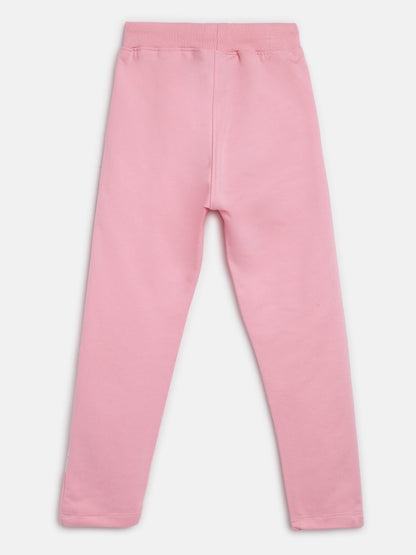 Girls Pink Cotton Joggers