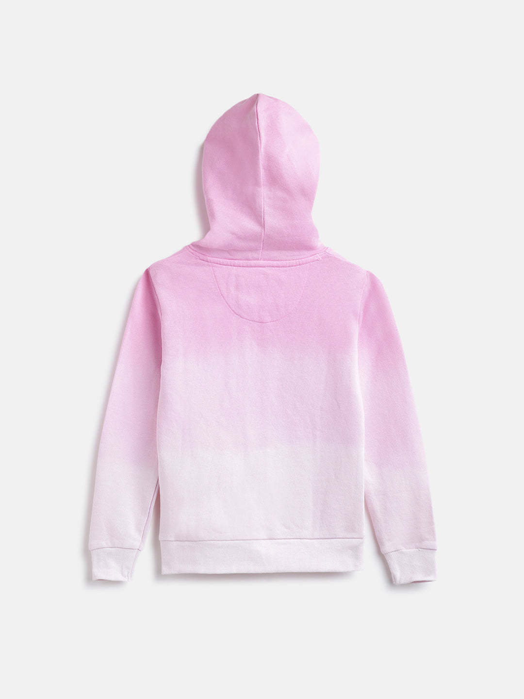 Girls Solid Pink Poly Cotton Hooded Sweatshirt