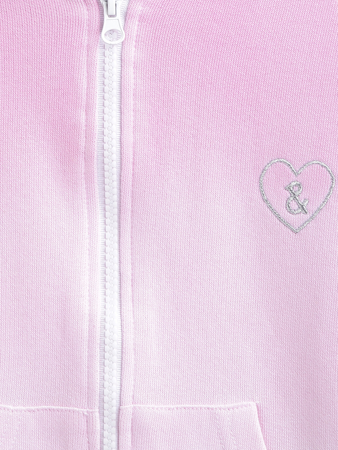 Girls Solid Pink Poly Cotton Hooded Sweatshirt