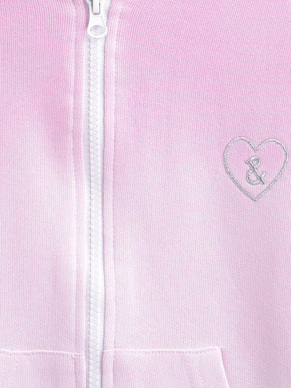 Girls Solid Pink Poly Cotton Hooded Sweatshirt