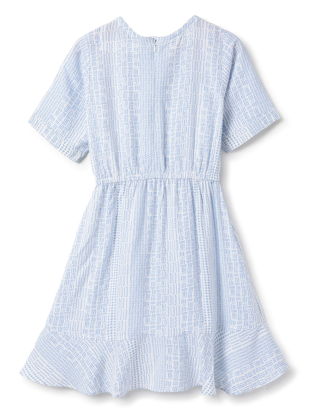 Girls Blue Overall Print Dress