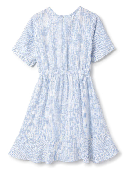 Girls Blue Overall Print Dress