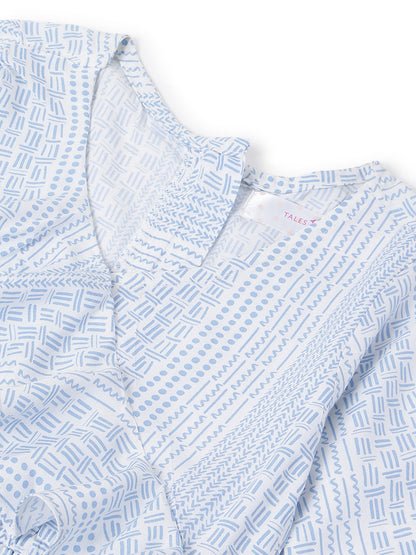 Girls Blue Overall Print Dress