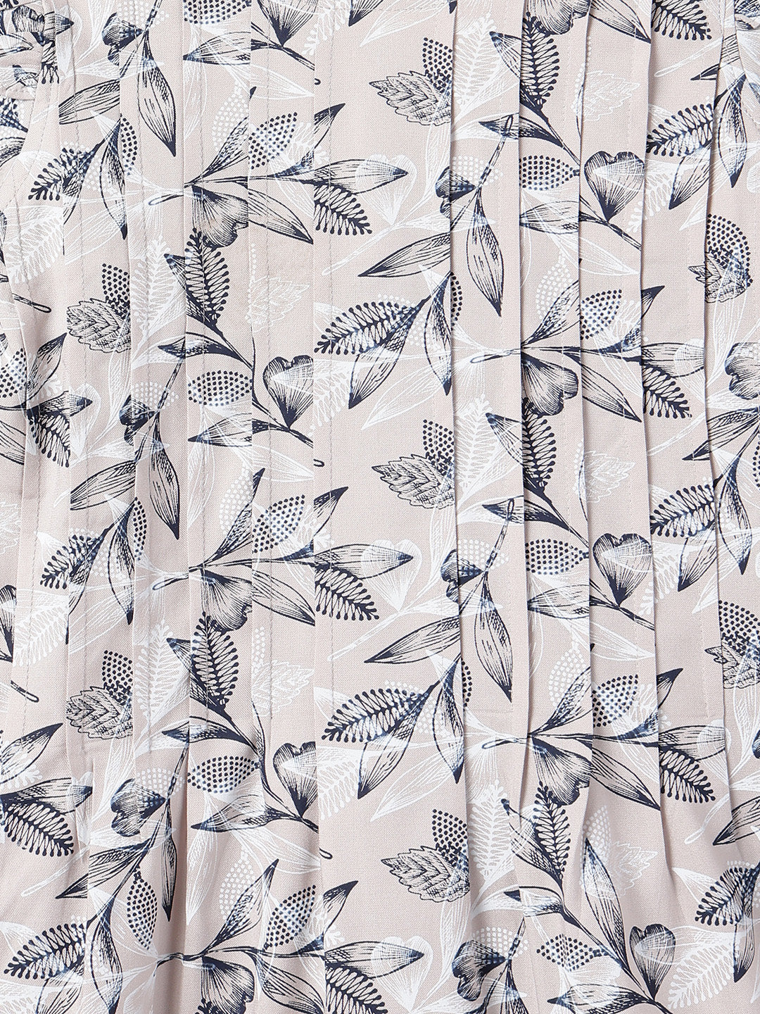 Girls Beige Floral Printed Dress