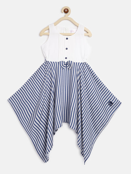 Girls Striped Casual Dress With Hat