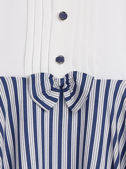 Girls Striped Casual Dress With Hat
