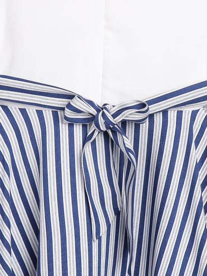 Girls Striped Casual Dress With Hat