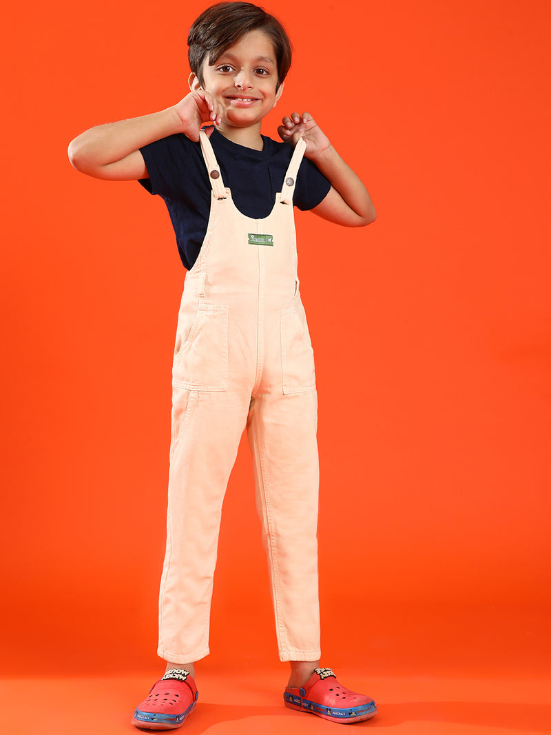 Boys Blue Regular Fit 100% Cotton Solid Dungaree