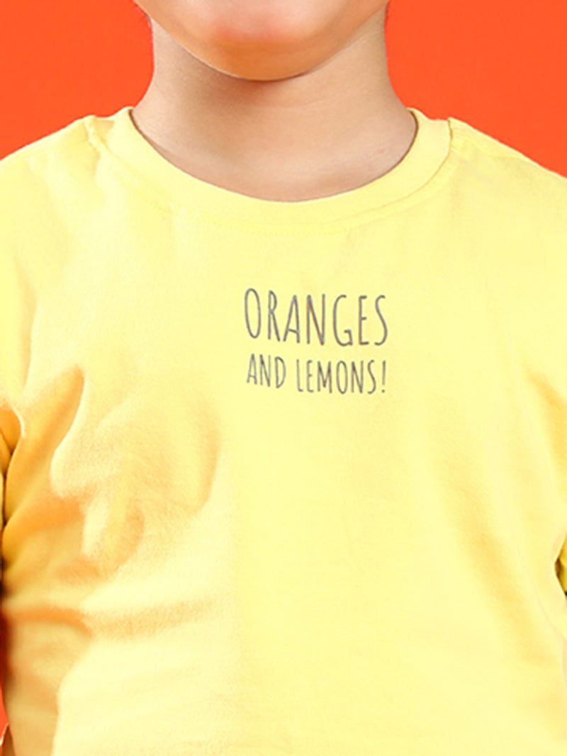 Boys Yellow 100% Cotton Embossed T-shirt