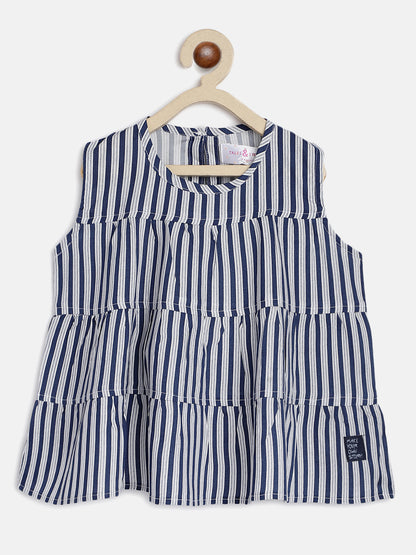 Girls Blue Stripe Rayon Top