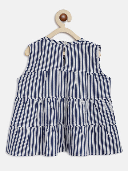 Girls Blue Stripe Rayon Top