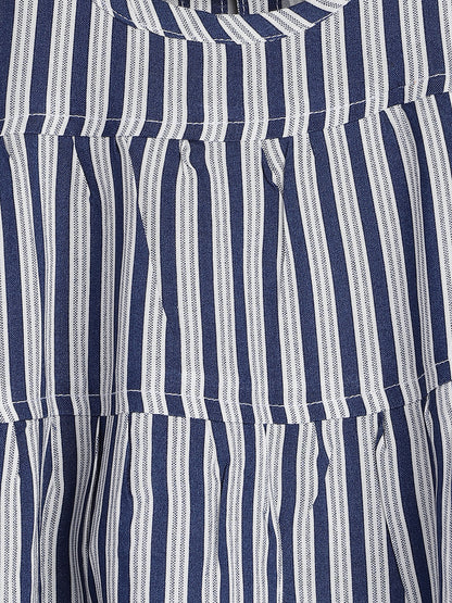 Girls Blue Stripe Rayon Top