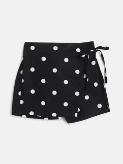 Girls Black Cotton Regular Fit Print Shorts