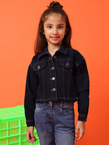 Girls Cotton Blue Jacket