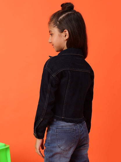 Girls Cotton Blue Jacket