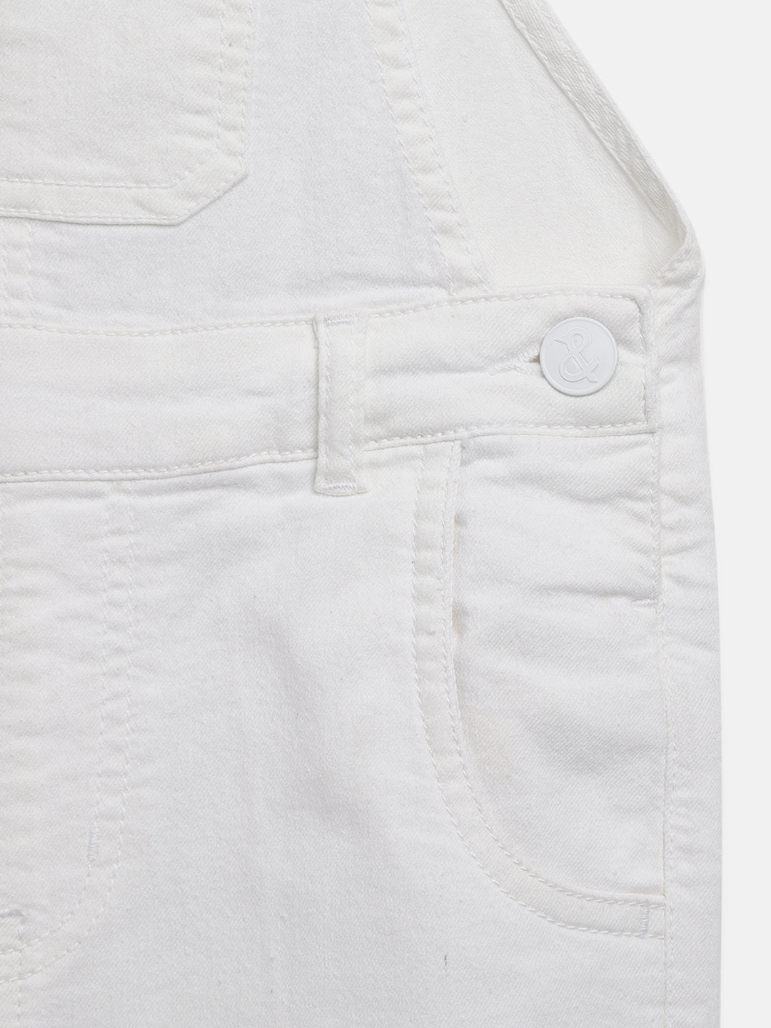 Boys Ultra White Regular Fit Lycra Solid Dungaree