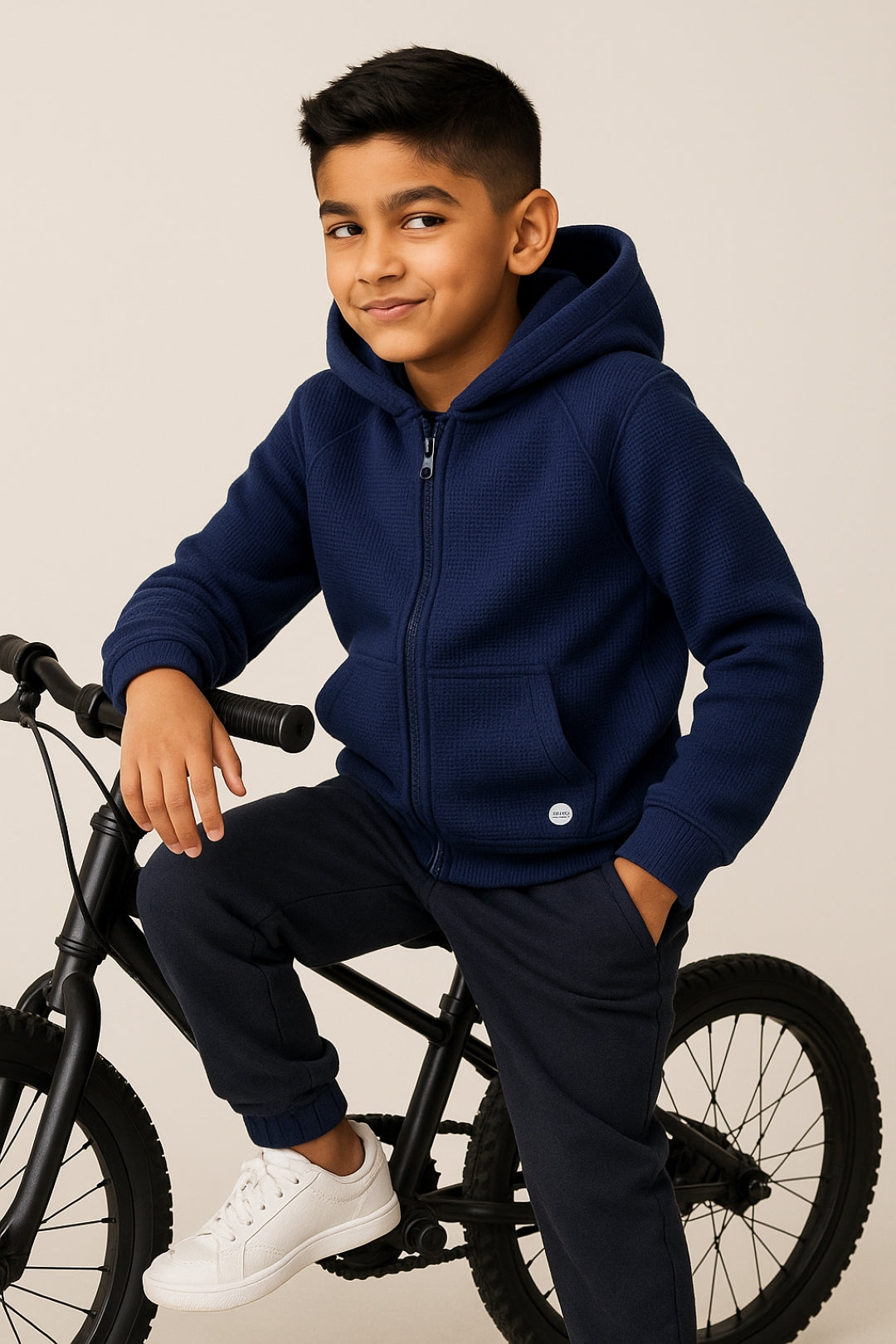 Boys Royal Blue Lycra Solid Sweatshirt