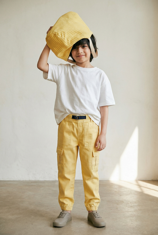 Boys Yellow Front Pockets Joggers