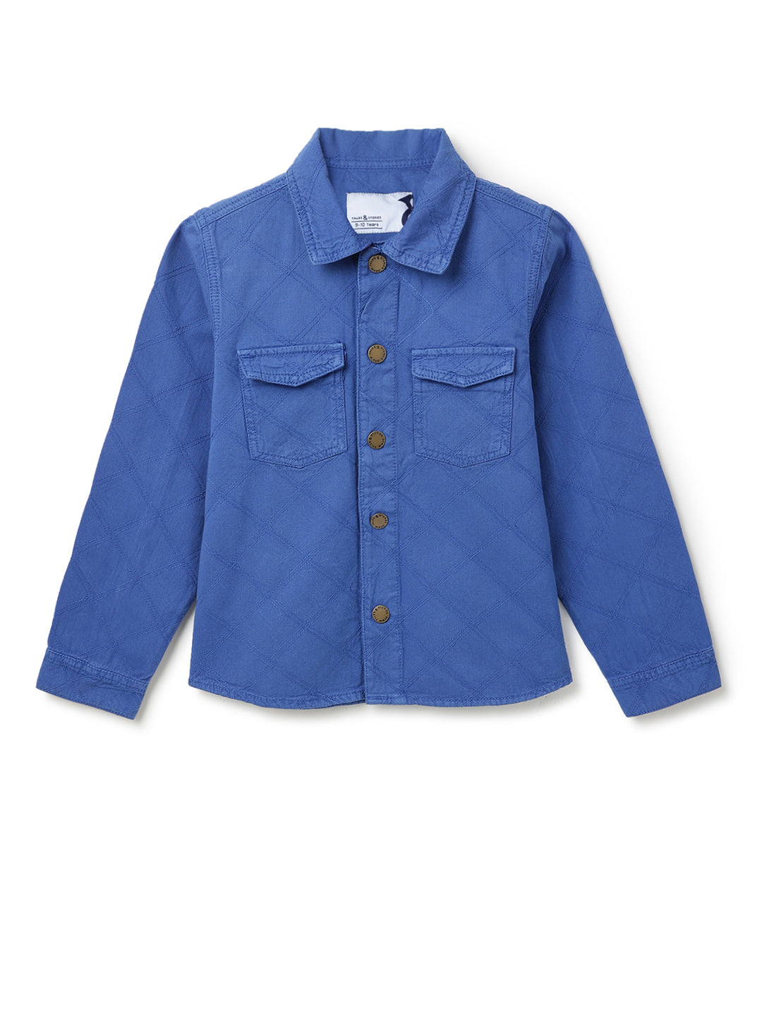 Boy Dark Blue Cotton Embroidery Shacket