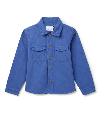 Boy Dark Blue Cotton Embroidery Shacket