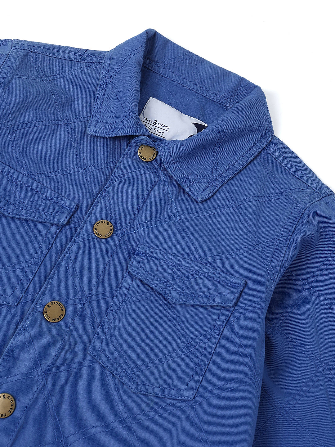 Boy Dark Blue Cotton Embroidery Shacket