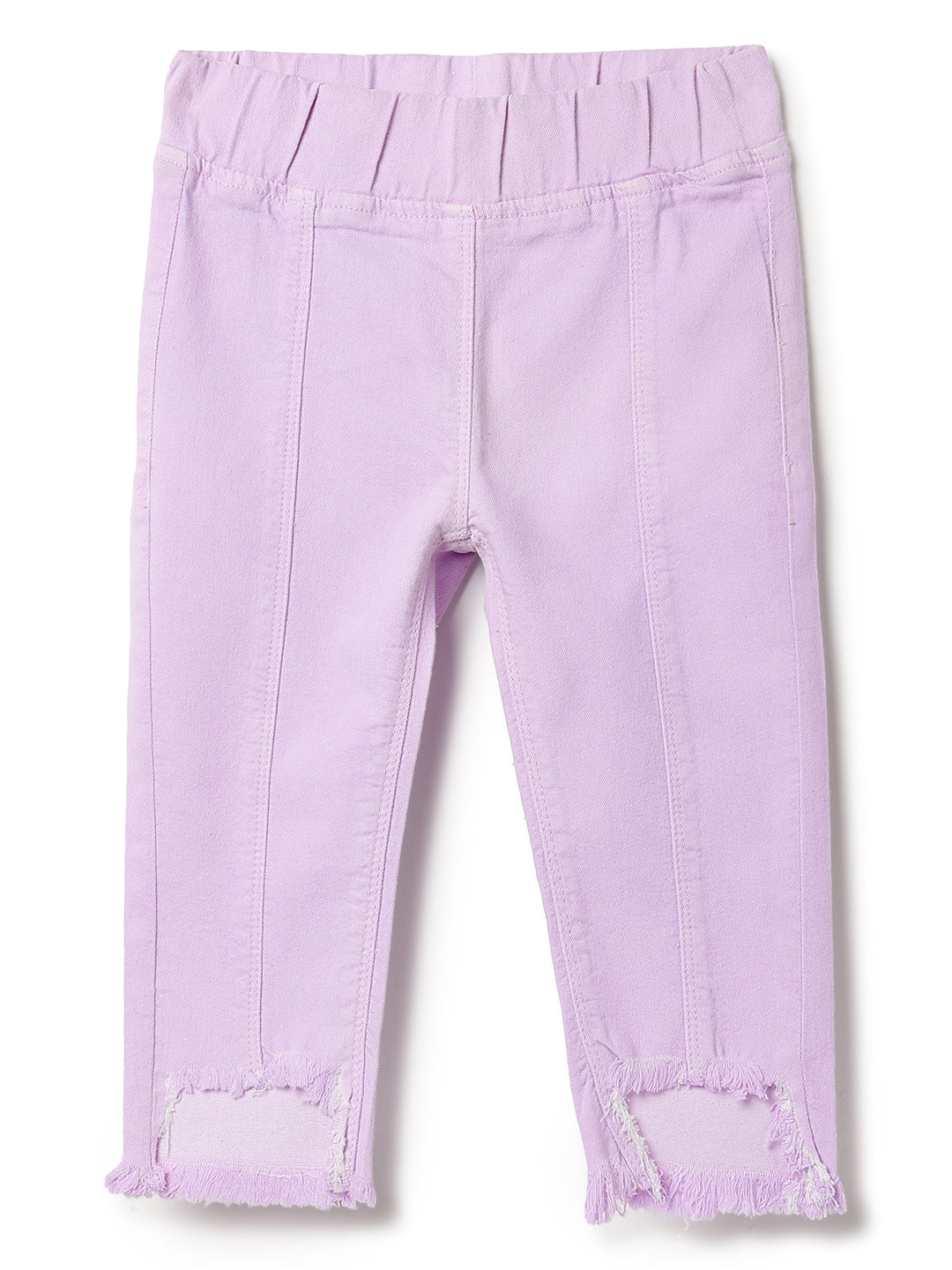 Girls Purple Slim Fit Lycra Solid Jegging