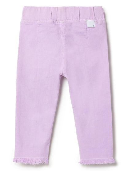 Girls Purple Slim Fit Lycra Solid Jegging