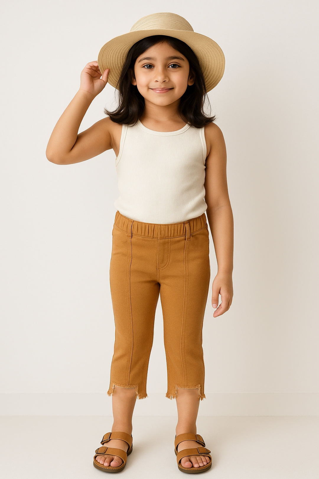 Girls Mustard Slim Fit Lycra Solid Jegging