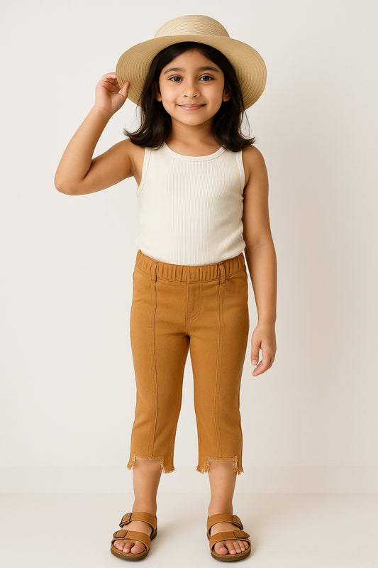 Girls Mustard Slim Fit Lycra Solid Jegging