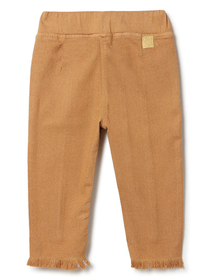 Girls Mustard Slim Fit Lycra Solid Jegging