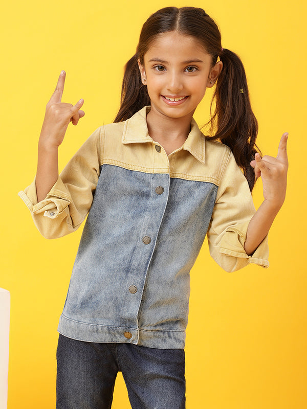 Girls Blue Cotton Denim Jacket