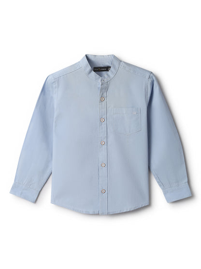 Boys Sky Cotton Solid Shirt