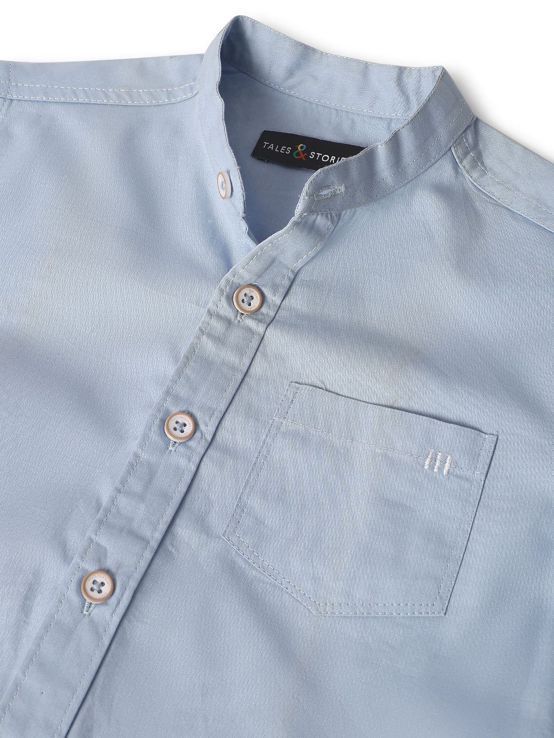 Boys Sky Cotton Solid Shirt