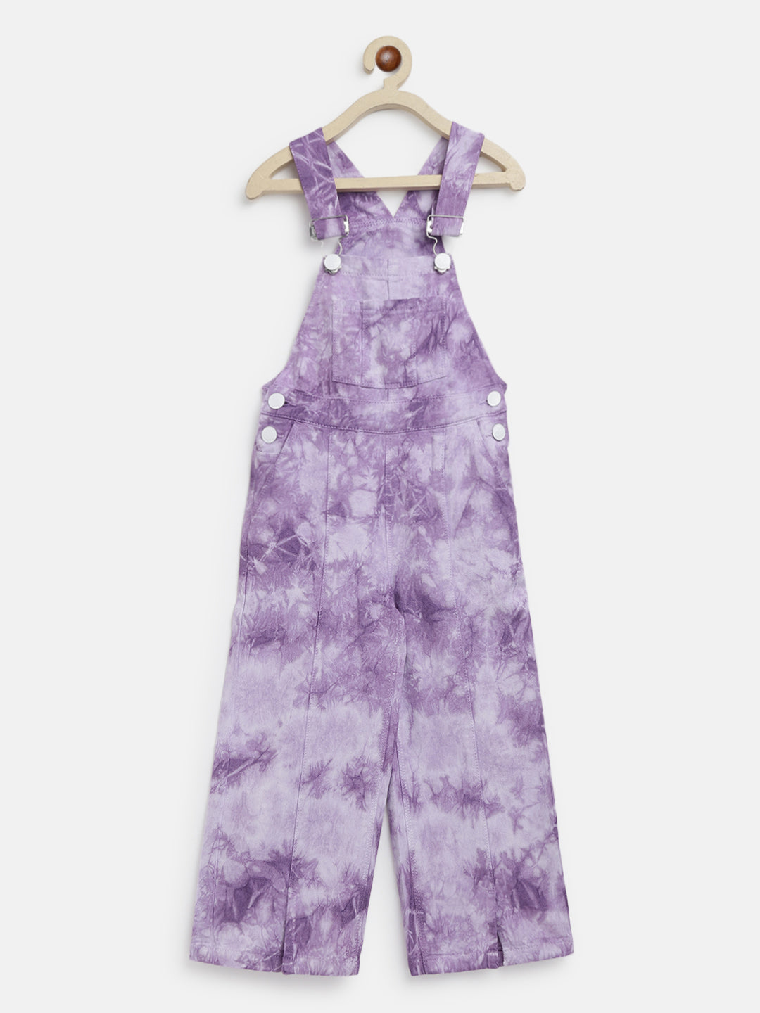 Girls Purple 100% Cotton Tie & Dye Dungaree