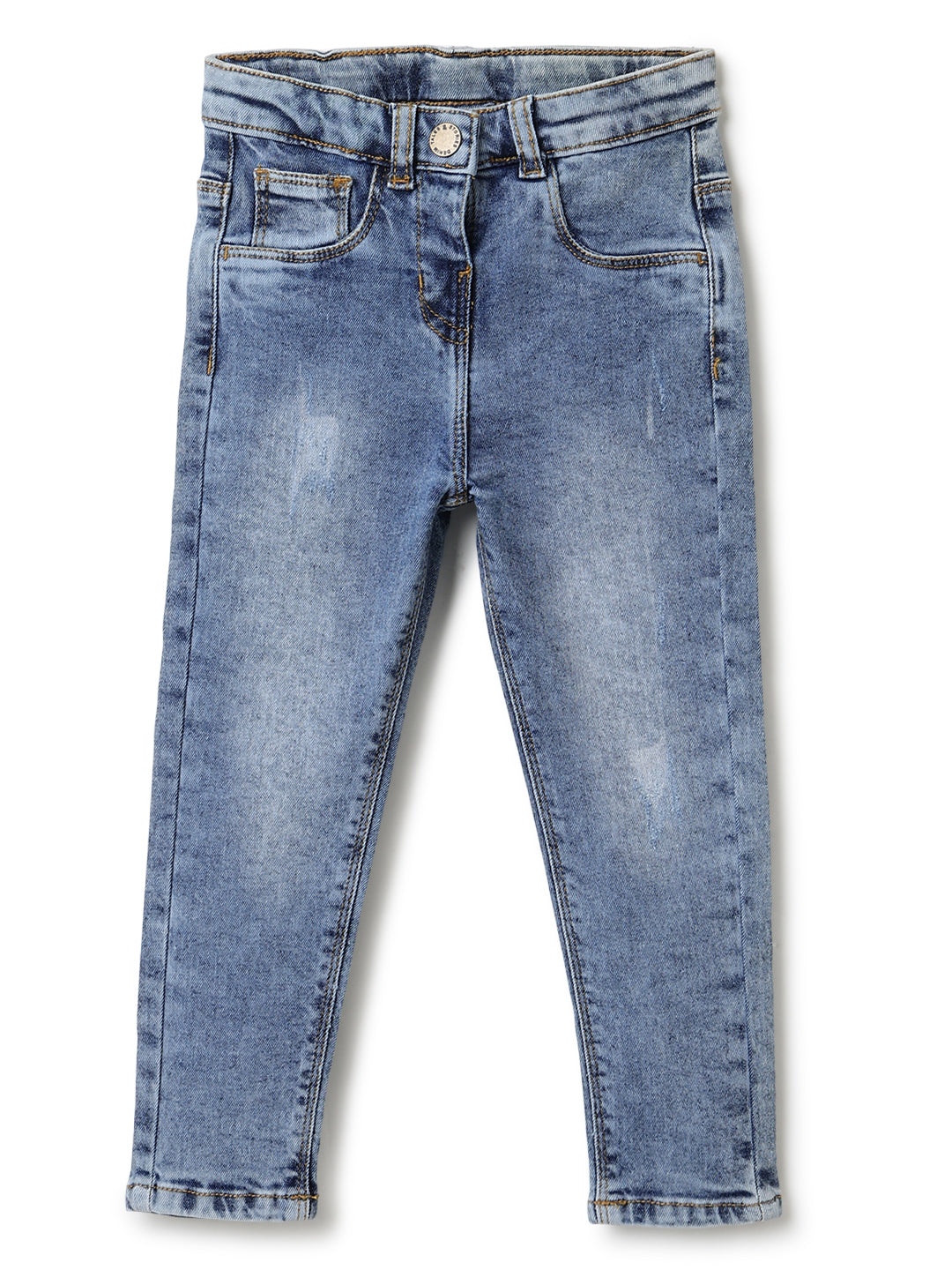 Girls Blue Slim fit Lycra Washed Jeans