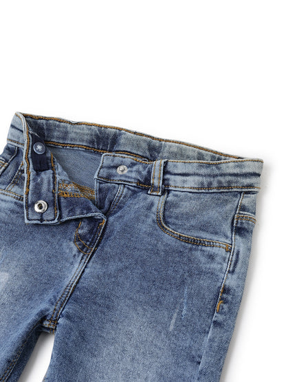 Girls Blue Slim fit Lycra Washed Jeans
