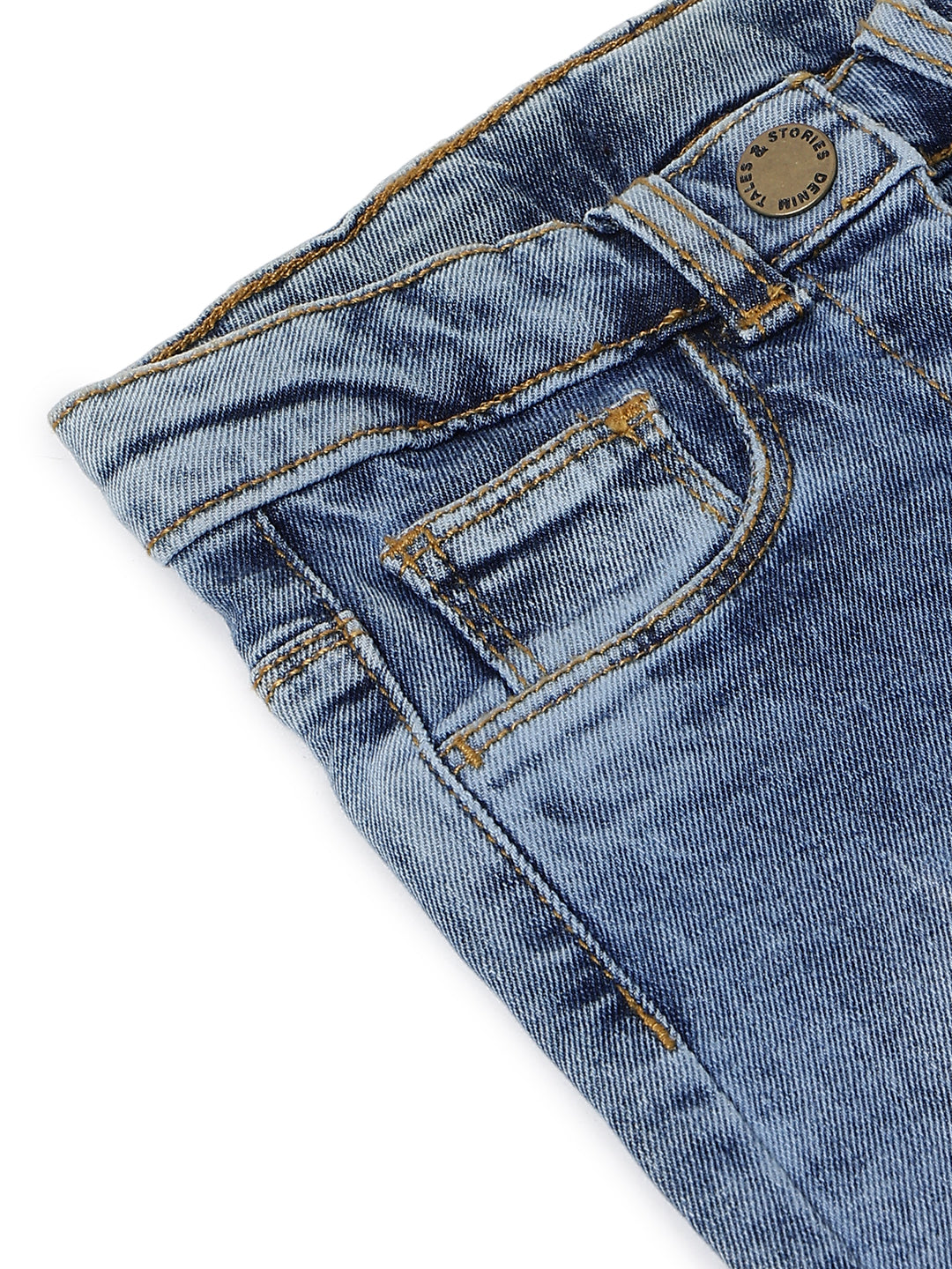 Girls Blue Slim fit Lycra Washed Jeans