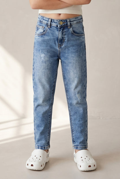 Girls Blue Slim fit Lycra Washed Jeans