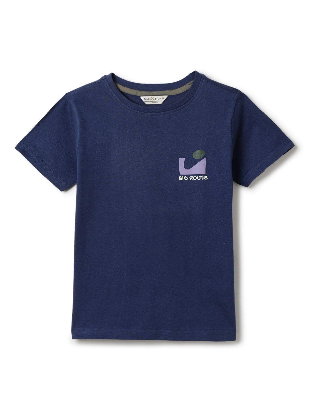 Boys Navy Blue Cotton Regular Printed T-shirt