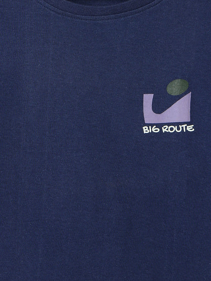 Boys Navy Blue Cotton Regular Printed T-shirt