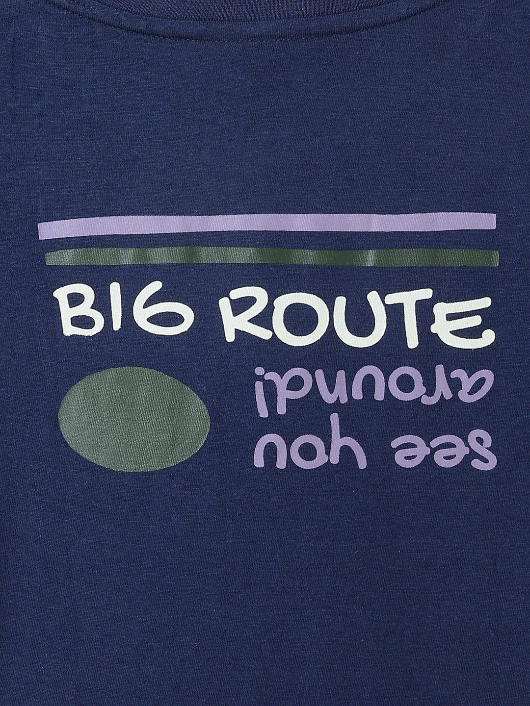 Boys Navy Blue Cotton Regular Printed T-shirt