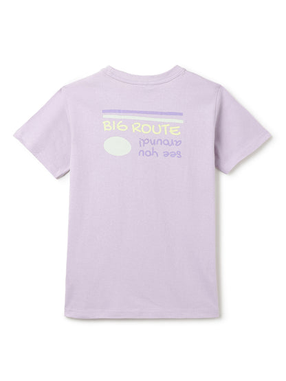 Boys Cotton Purple T-Shirt With Blue Denim Washed Barrel Fit Jeans